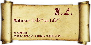 Mahrer László névjegykártya